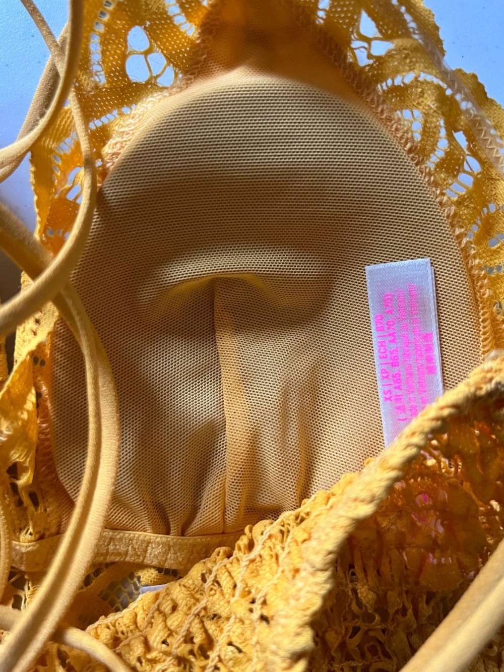 Pink Victoria’s Secret Yellow Lace Bralette Top - Picture 3 of 4